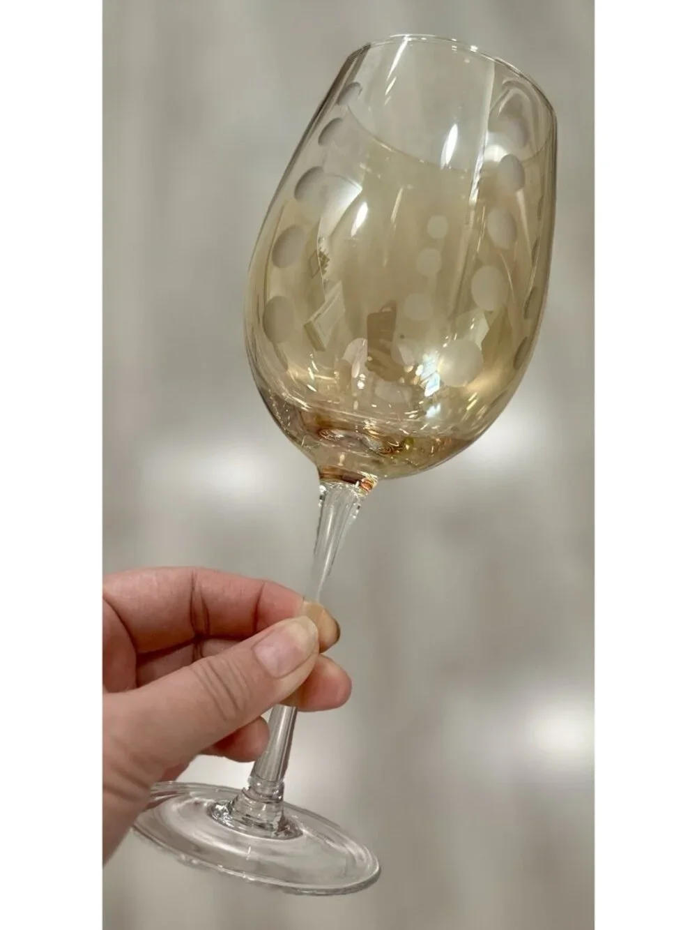 4 Pc. Mikasa Cheers Amber Gold Wine Glass Etched Different Patterns Striped Dots